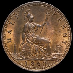 1860 Queen Victoria Bun Head Halfpenny Obverse