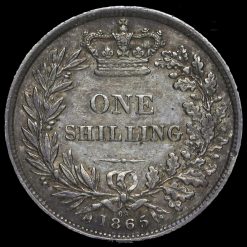 1865 Queen Victoria Young Head Silver Shilling Reverse