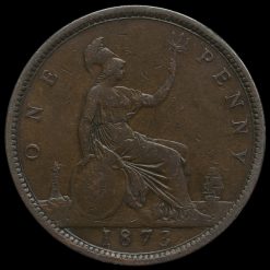 1873 Queen Victoria Bun Head Penny Reverse