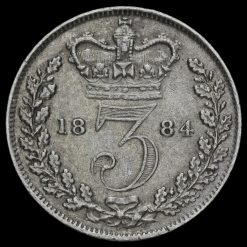 1884 Queen Victoria Young Head Silver Threepence Reverse