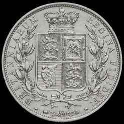 1885 Queen Victoria Young Head Silver Half Crown Reverse