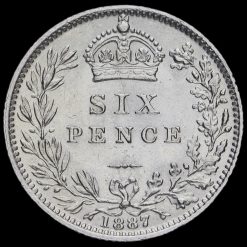 1887 Queen Victoria Jubilee Head Silver Wreath Sixpence Reverse