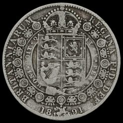 1891 Queen Victoria Jubilee Head Silver Half Crown Reverse
