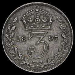 1897 Queen Victoria Veiled Head Silver Threepence Reverse