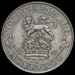 1913 George V Silver Sixpence Reverse