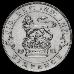 1921 George V Silver Sixpence Reverse