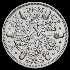 1935 George V Silver Sixpence Reverse