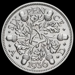 1936 George V Silver Sixpence Reverse