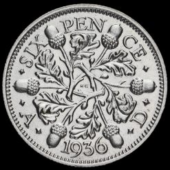 1936 George V Silver Sixpence Reverse