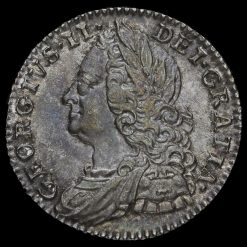1758 George II Early Milled Silver Sixpence Obverse