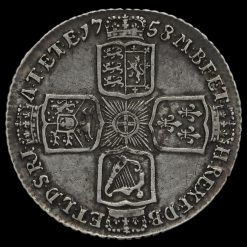 1758 George II Early Milled Silver Shilling Reverse