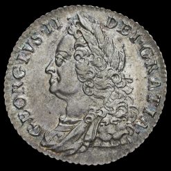 1758 George II Early Milled Silver Shilling Obverse