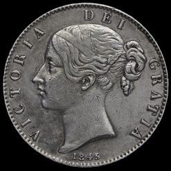 1845 Queen Victoria Young Head Silver Crown Obverse