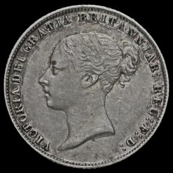 1859 Queen Victoria Young Head Silver Sixpence Obverse