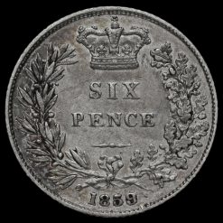 1859 Queen Victoria Young Head Silver Sixpence Reverse