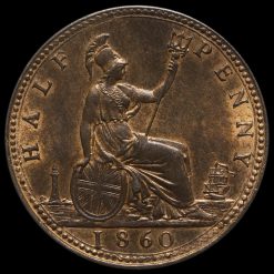 1860 Queen Victoria Bun Head Halfpenny Reverse