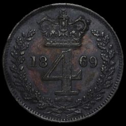 1869 Queen Victoria Young Head Silver Maundy Fourpence Reverse
