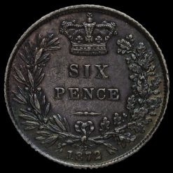 1872 Queen Victoria Young Head Silver Sixpence Reverse