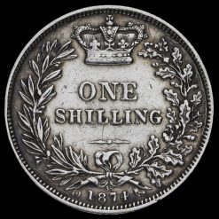 1874 Queen Victoria Young Head Silver Shilling Reverse