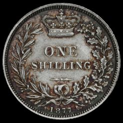 1877 Queen Victoria Young Head Silver Shilling Reverse
