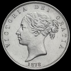 1878 Queen Victoria Young Head Silver Half Crown Obverse