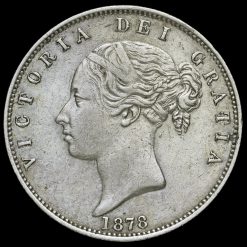 1878 Queen Victoria Young Head Silver Half Crown Obverse