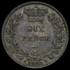 1881 Queen Victoria Young Head Silver Sixpence Reverse