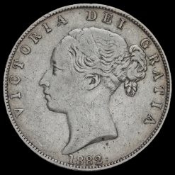 1882 Queen Victoria Young Head Silver Half Crown Obverse