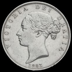 1883 Queen Victoria Young Head Silver Half Crown Obverse