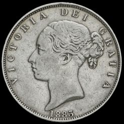 1883 Queen Victoria Young Head Silver Half Crown Obverse