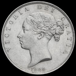 1884 Queen Victoria Young Head Silver Half Crown Obverse