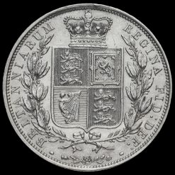 1884 Queen Victoria Young Head Silver Half Crown Reverse