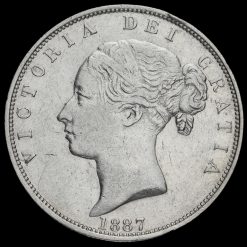 1887 Queen Victoria Young Head Silver Half Crown Obverse