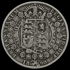 1890 Queen Victoria Jubilee Head Silver Half Crown Reverse
