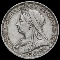 1893 Queen Victoria Veiled Head Silver LVI Crown Obverse
