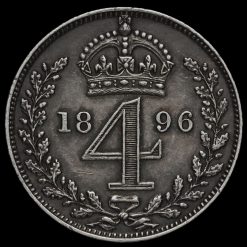 1896 Queen Victoria Veiled Head Silver Maundy Fourpence Reverse