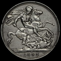 1897 Queen Victoria Veiled Head Silver LXI Crown Reverse