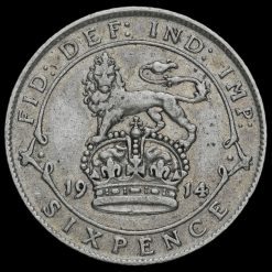 1914 George V Silver Sixpence Reverse
