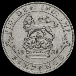 1921 George V Silver Sixpence Reverse