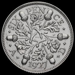 1927 George V Proof Silver Sixpence Reverse