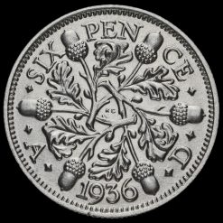 1936 George V Silver Sixpence Reverse