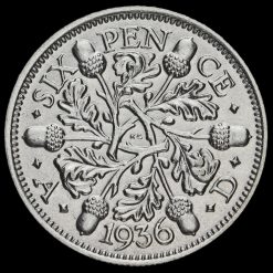 1936 George V Silver Sixpence Reverse