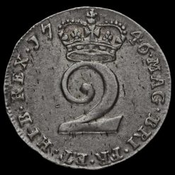 1746 George II Early Milled Silver Maundy Twopence Reverse