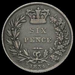 1834 William IV Milled Silver Sixpence Reverse