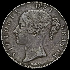 1845 Queen Victoria Young Head Silver Crown Obverse