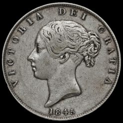 1845 Queen Victoria Young Head Silver Half Crown Obverse