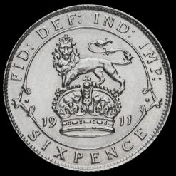 1911 George V Silver Sixpence Reverse