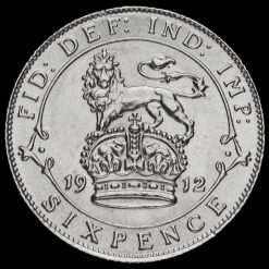 1912 George V Silver Sixpence Reverse