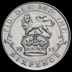 1913 George V Silver Sixpence Reverse