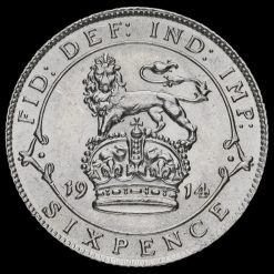1914 George V Silver Sixpence Reverse